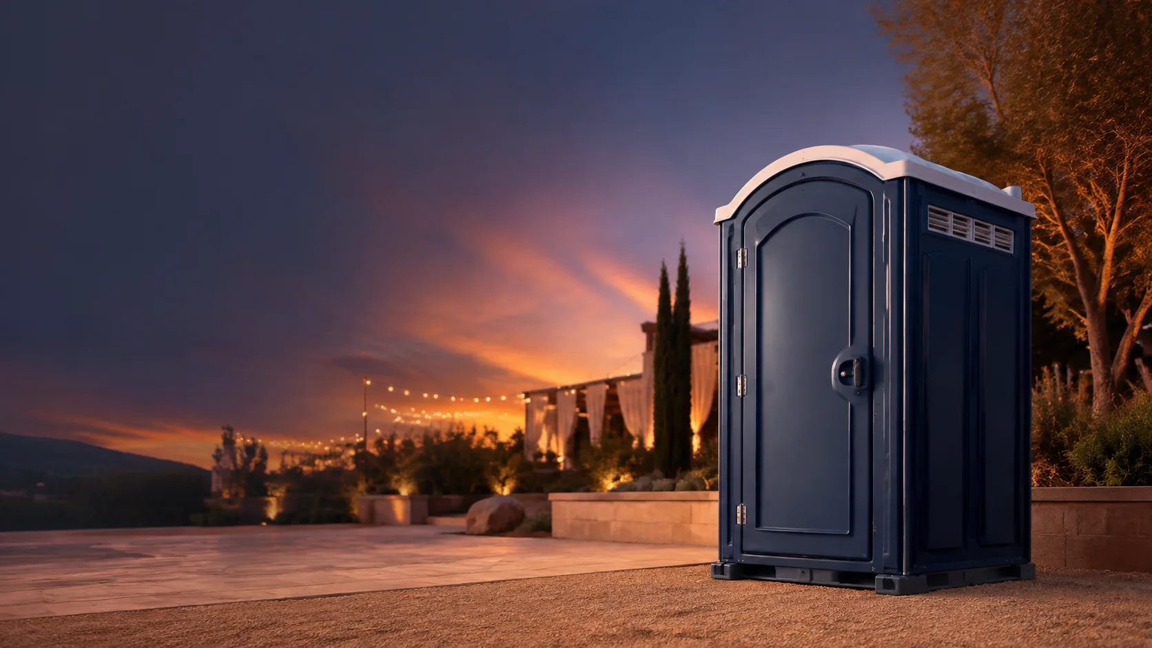 Portable restroom shown for rental planning in Newport News, VA